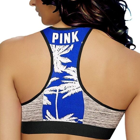 VS Reverse Racerback Bra Top Blue Blaze Palm M - Picture 2 of 6